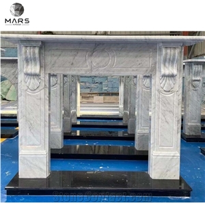 Custom Classical Indoor Modern Carrara White Stone Fireplace