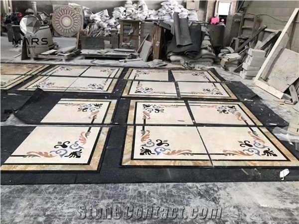 Factory Foyer Marble Waterjet Medallion Floor Design Pattern