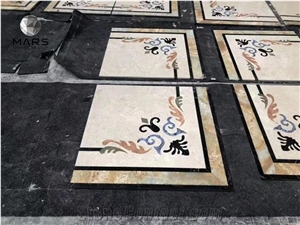 Factory Foyer Marble Waterjet Medallion Floor Design Pattern