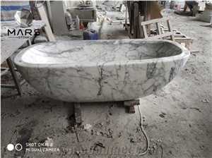 Hot Sale Round Shape Beige Travertine Stone Bathtub