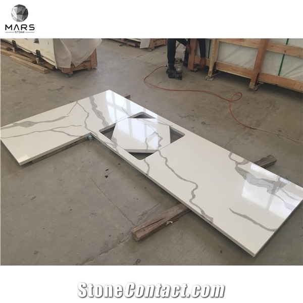 Kitchen Undermount Sink Quartz Countertop Calacatta White
