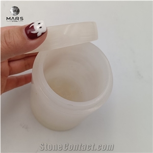 Natural Stone Onyx Candle Jar with Lid for Wedding