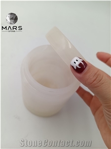 Natural Stone Onyx Candle Jar with Lid for Wedding