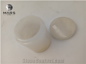 Natural Stone Onyx Candle Jar with Lid for Wedding