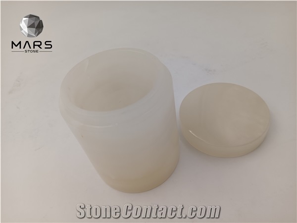 Natural Stone Onyx Candle Jar with Lid for Wedding