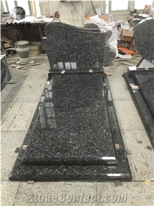 Natural Stones Black Dark Grey Marble with Vase Headstone