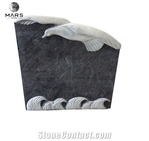 New Design Bahama Blue Granite Tombstone Headstone with Bird