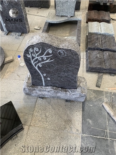 New Design Bahama Blue Granite Tombstone Headstone with Bird