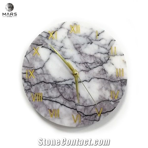 Personalized Modern Design Circular Marble Wall Clock Gold
