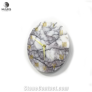 Personalized Modern Design Circular Marble Wall Clock Gold