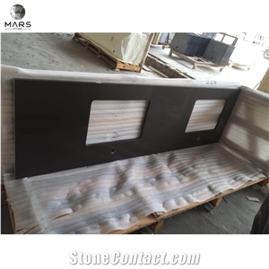 Pure Brown Quartz Undermount Square Sink Cutout Top