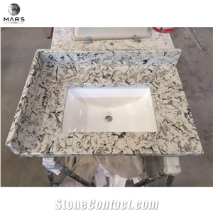 Rice White Artificial Stone Quartz Commercial Bathroom Sink