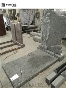 White Granite Angel Heart Headstone Monument Tombstone