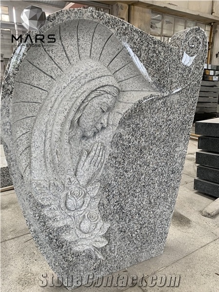 White Granite Angel Heart Headstone Monument Tombstone