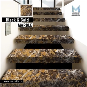 Black & Gold Marble Tile Slab