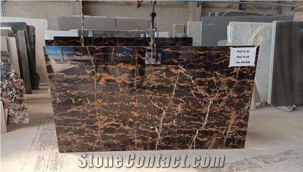 Black & Gold Marble Tile Slab