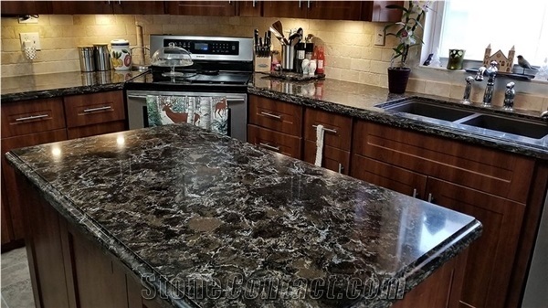 Cement Ash Quartz Kitchen Countertop, Island Tops