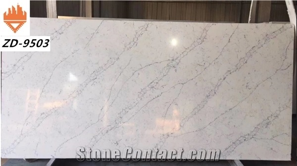 Solid Surface Calacatta Quartz slab for Kitchen Countertops