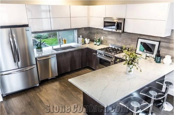 Usa Home Popular Engineered Quartz Marble Looking Countertop