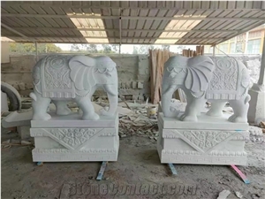 Top Quality White Marble Animal Elephant Sculpture