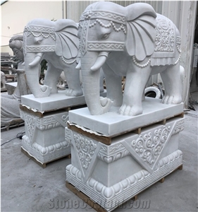 Top Quality White Marble Animal Elephant Sculpture