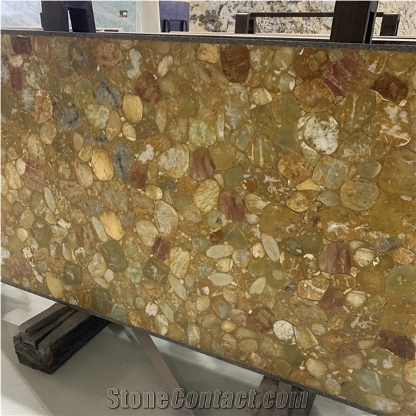 Backlit Yellow Onyx Agate Stone Semiprecious Gemstone Slabs
