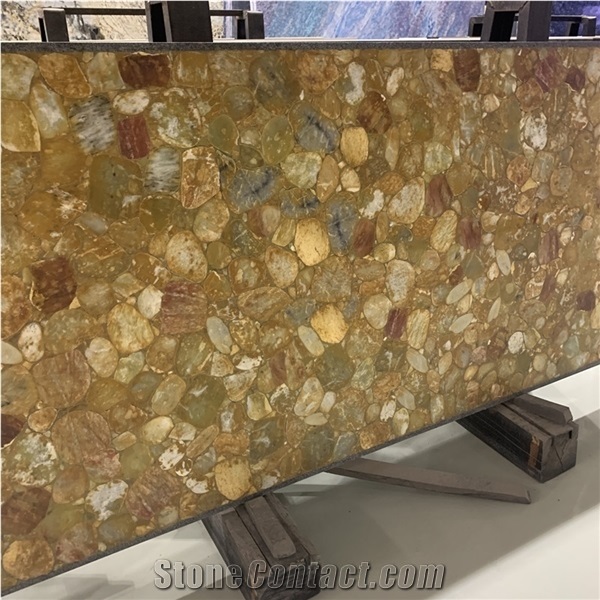 Backlit Yellow Onyx Agate Stone Semiprecious Gemstone Slabs