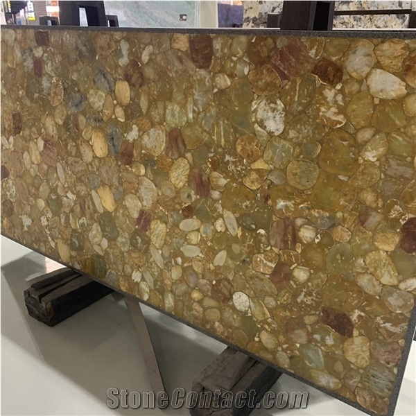 Backlit Yellow Onyx Agate Stone Semiprecious Gemstone Slabs