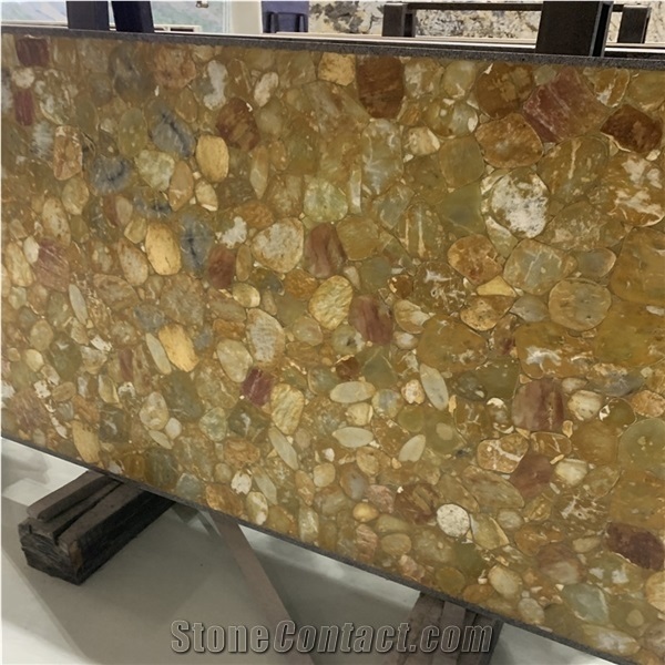 Backlit Yellow Onyx Agate Stone Semiprecious Gemstone Slabs