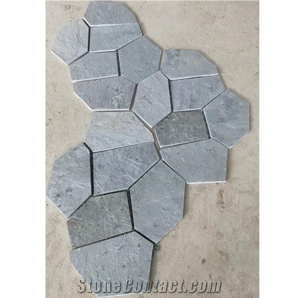 Black Slate Ice Crack Flagstone For Courtyard