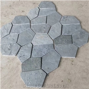 Black Slate Ice Crack Flagstone For Courtyard