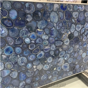 Blue Agate Semi Precious Stone Gemstone Slab For Home Wall