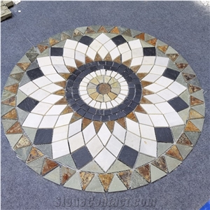 Colorful Slate Mosaic Round Medallion Customized Pattern