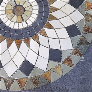 Colorful Slate Mosaic Round Medallion Customized Pattern