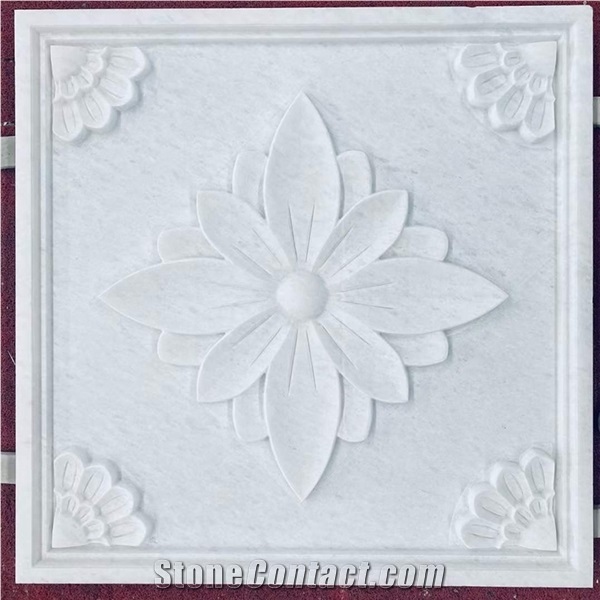 Crystal White Marble Cnc Carving Art Tiles for Wall Design