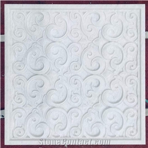 Crystal White Marble Cnc Carving Art Tiles for Wall Design