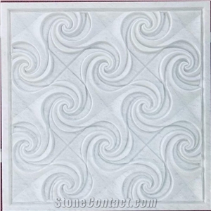Crystal White Marble Cnc Carving Art Tiles for Wall Design