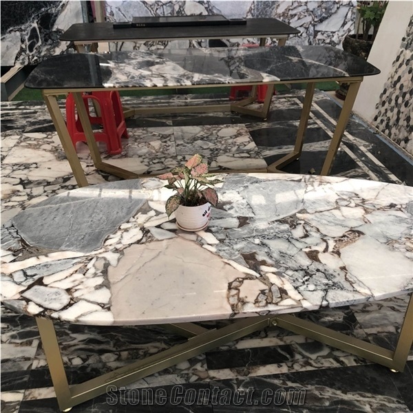 Customized Elephant Grey Marble Coffee Table Home Furniture