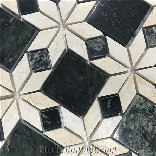 Customized Green Marble Flower Mosaic Tile for Bathroom Wall