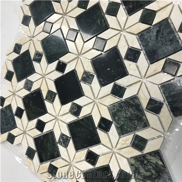 Customized Green Marble Flower Mosaic Tile for Bathroom Wall