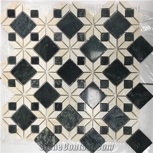 Customized Green Marble Flower Mosaic Tile for Bathroom Wall