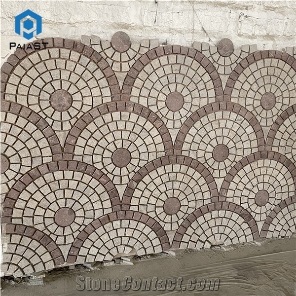 Decorative Red Paving Stone Circles Carved for Garden