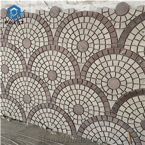 Decorative Red Paving Stone Circles Carved for Garden