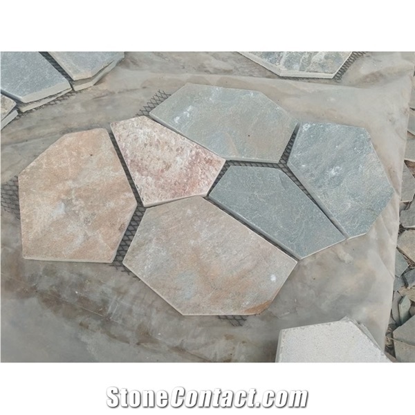 Flagstone Paving on Mesh Outdoor Stone Slate Patio Floor