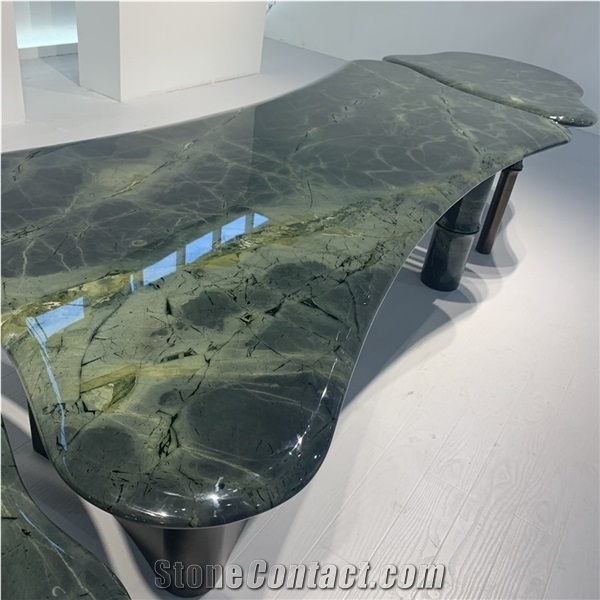 Home Furniture Polished Luxury Green Marble Table for Hotel