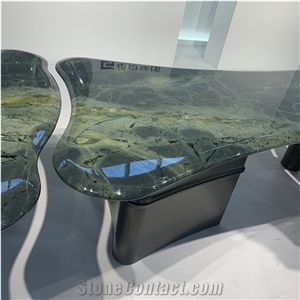 Home Furniture Polished Luxury Green Marble Table for Hotel