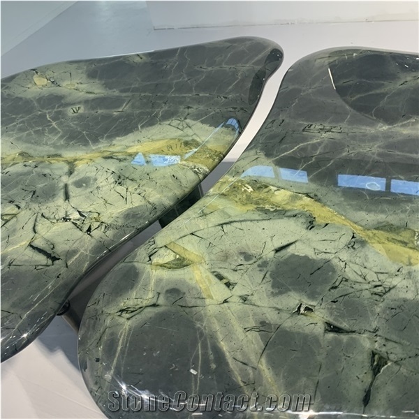 Home Furniture Polished Luxury Green Marble Table for Hotel