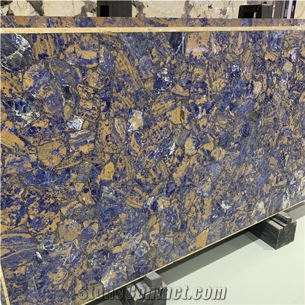 Luxury Blue Agate Stone Semiprecious Slabs For Hotel Wall