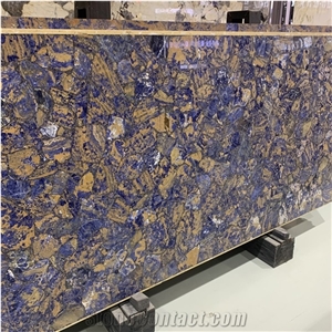 Luxury Blue Agate Stone Semiprecious Slabs For Hotel Wall