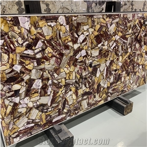 Multicolor Egg Yolk Stone Semi Precious Slabs For Bathroom